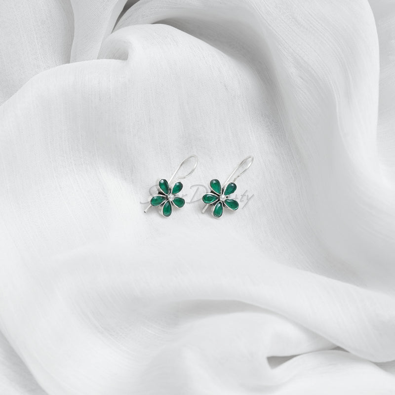 Green Onyx 925 Solid Sterling Silver Earrings