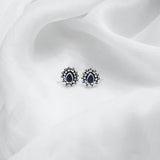 Sapphire Studs, 925 Solid Sterling Silver Earrings, Silver Studs