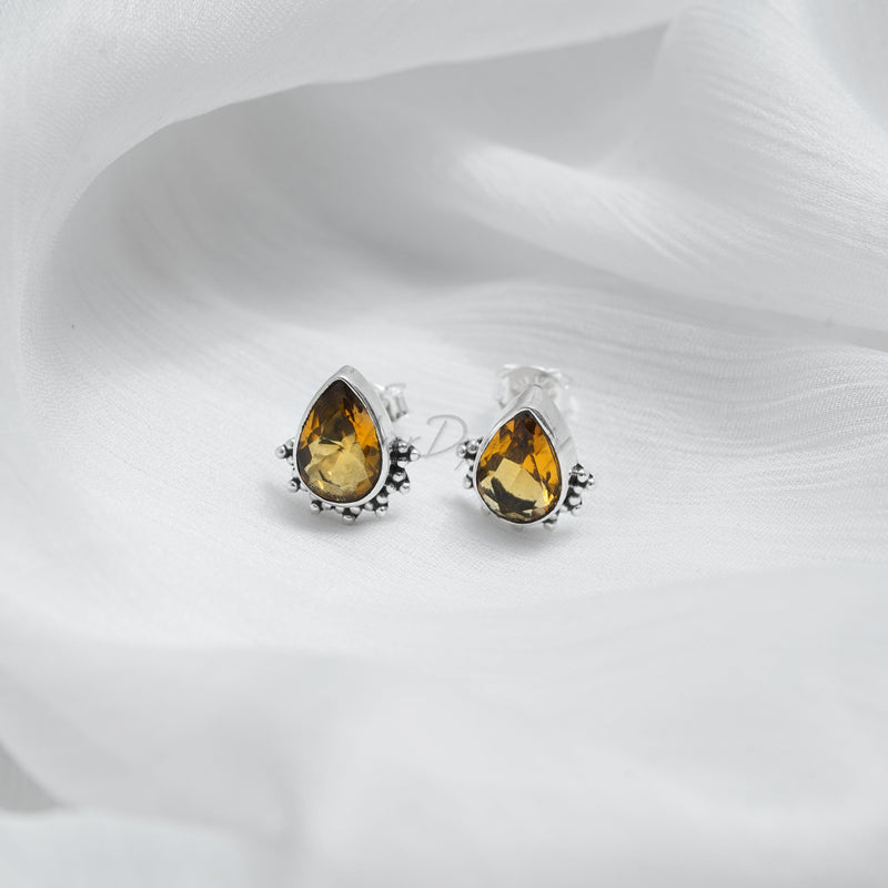 Citrine Studs, 925 Solid Sterling Silver Studs