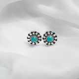 Turquoise 925 Solid Sterling Silver Earrings, Turquoise Studs