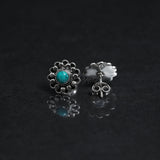 Turquoise 925 Solid Sterling Silver Earrings, Turquoise Studs