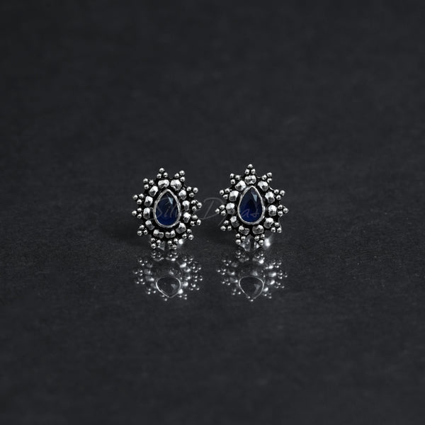 Sapphire Studs, 925 Solid Sterling Silver Earrings, Silver Studs