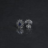 Sapphire Studs, 925 Solid Sterling Silver Earrings, Silver Studs