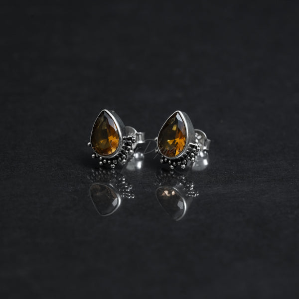 Citrine Studs, 925 Solid Sterling Silver Studs