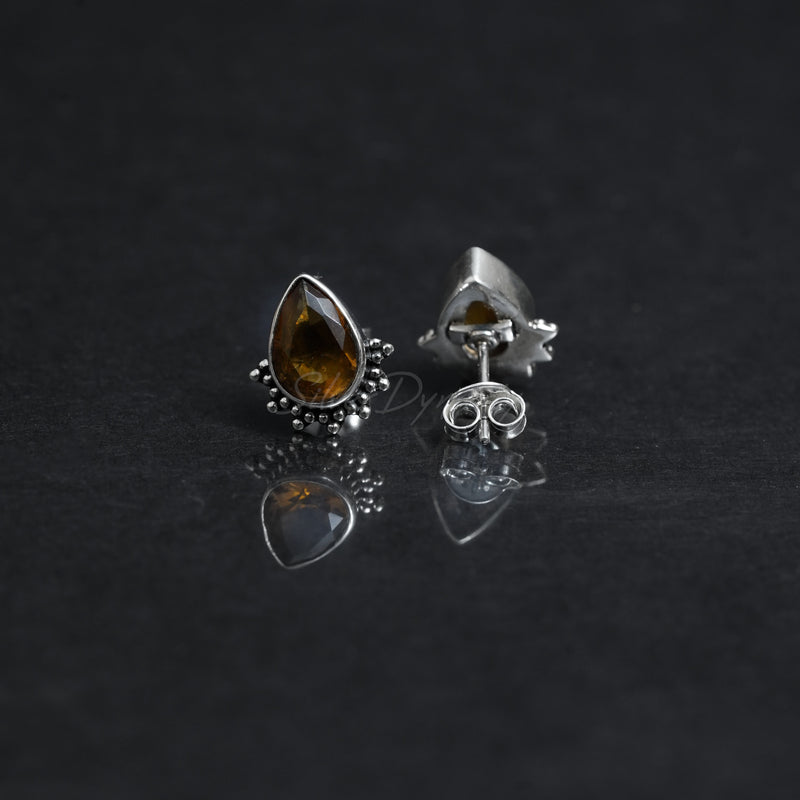 Citrine Studs, 925 Solid Sterling Silver Studs