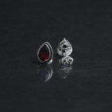 Garnet Studs, 925 Solid Sterling Silver Earrings, Silver Studs