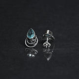 Blue Topaz Studs, 925 Solid Sterling Silver Earrings, Silver Studs