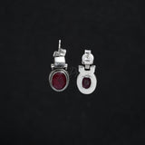 Garnet Earring, 925 Solid Sterling Silver Earring, Garnet and Zircon Earring