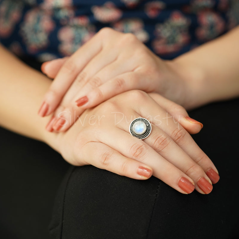 Moonstone  925 Solid Sterling Silver Ring, Moonstone Ring