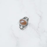 Pink Moonstone 925 Solid Sterling Silver Ring