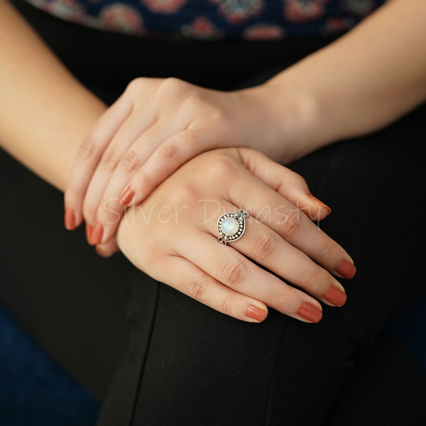 Moonstone 925 Solid Sterling Silver Ring, Moonstone Ring,