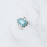 Larimar Ring, 925 Solid Sterling Silver Ring