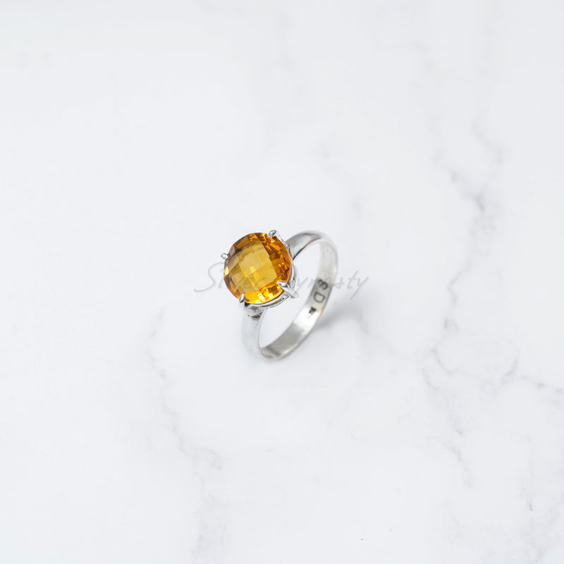 Citrine Ring, 925 Solid Sterling Silver Ring