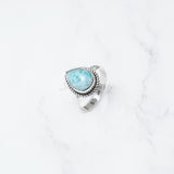 Larimar Ring, 925 Solid Sterling Silver Ring