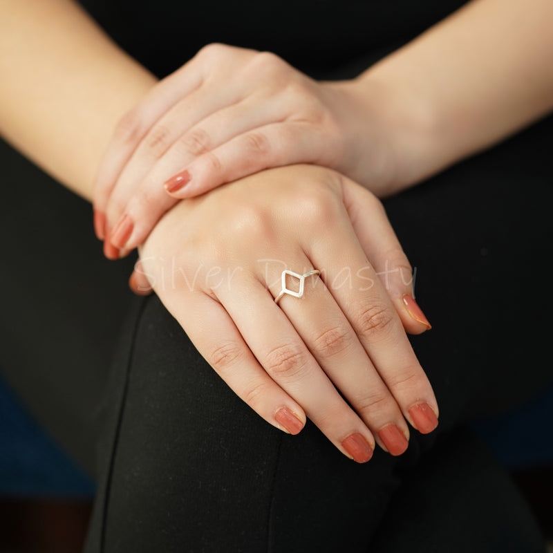 Rhombus Ring, ,925 Solid Sterling Silver Ring, Geometric Ring