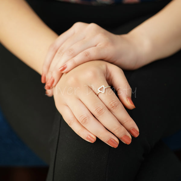 Triangle Ring, ,925 Solid Sterling Silver Ring, Geometric Ring