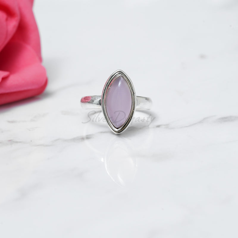 'Statement' Rose Quartz Ring 925 Solid Sterling Silver Ring