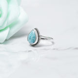 Larimar Ring, 925 Solid Sterling Silver Ring