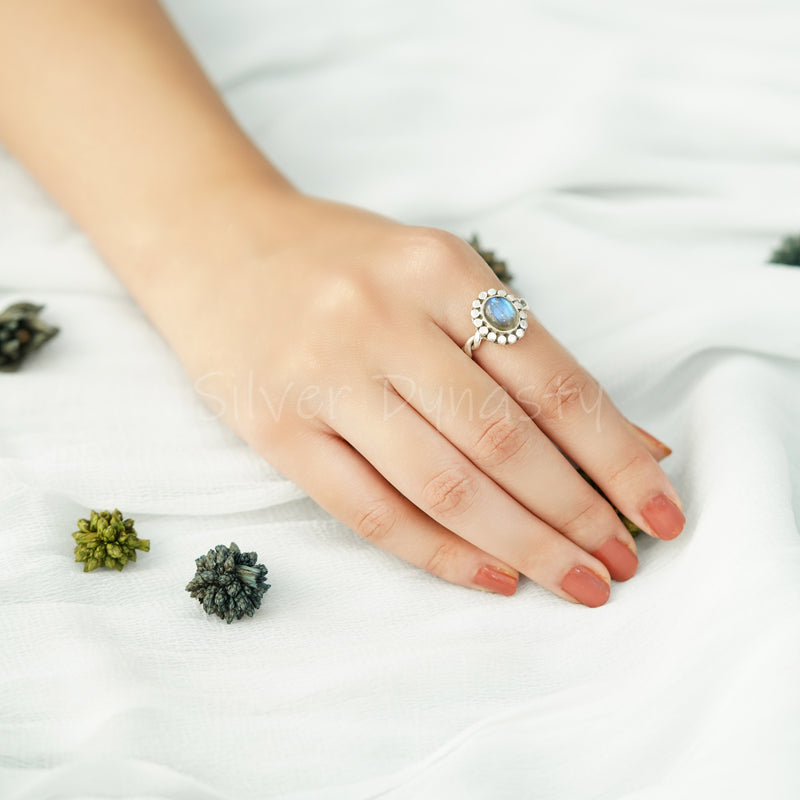 'Boho' Labradorite 925 Solid Sterling Silver Ring