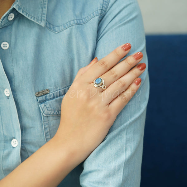 'Boho' Labradorite 925 Solid Sterling Silver Ring