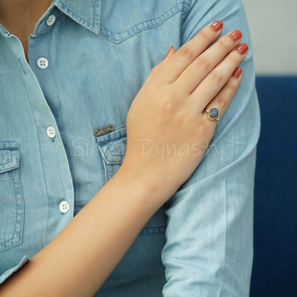 'Boho' Labradorite 925 Solid Sterling Silver Ring