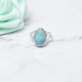 Larimar Ring, 925 Solid Sterling Silver Ring