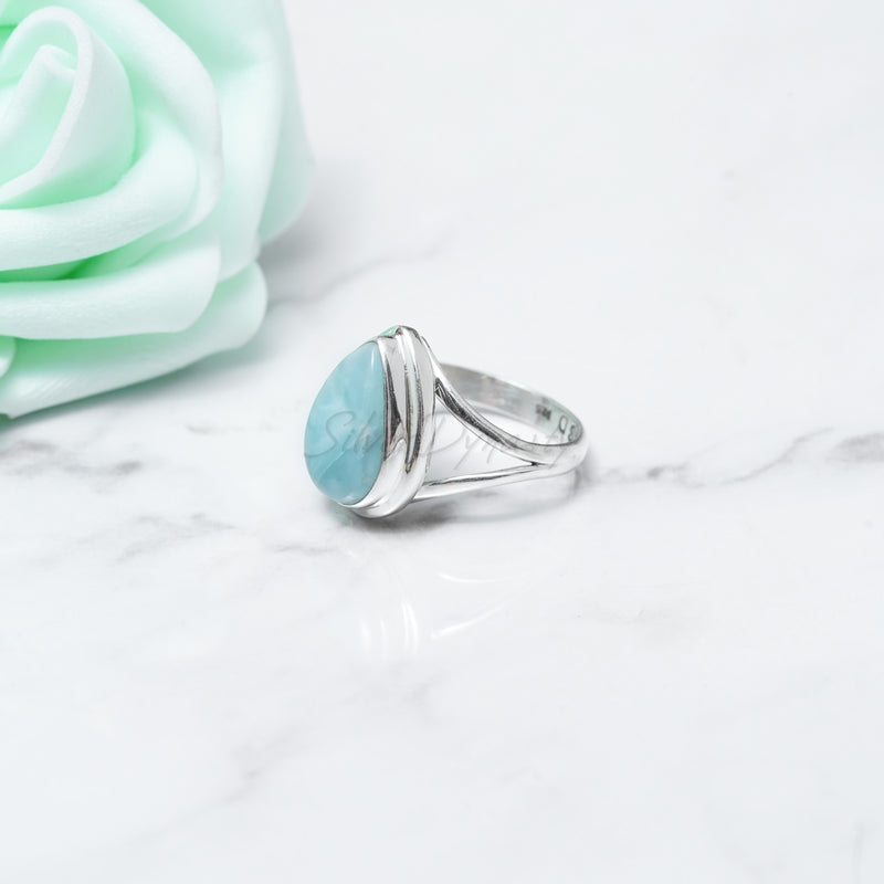 Larimar Ring, 925 Solid Sterling Silver Ring