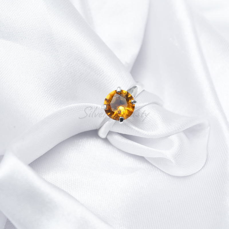 Citrine Ring, 925 Solid Sterling Silver Ring