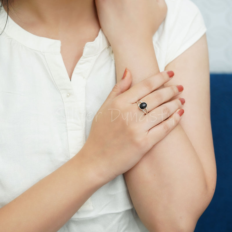 'BIA' Black Onyx 925 Solid Sterling Silver Ring