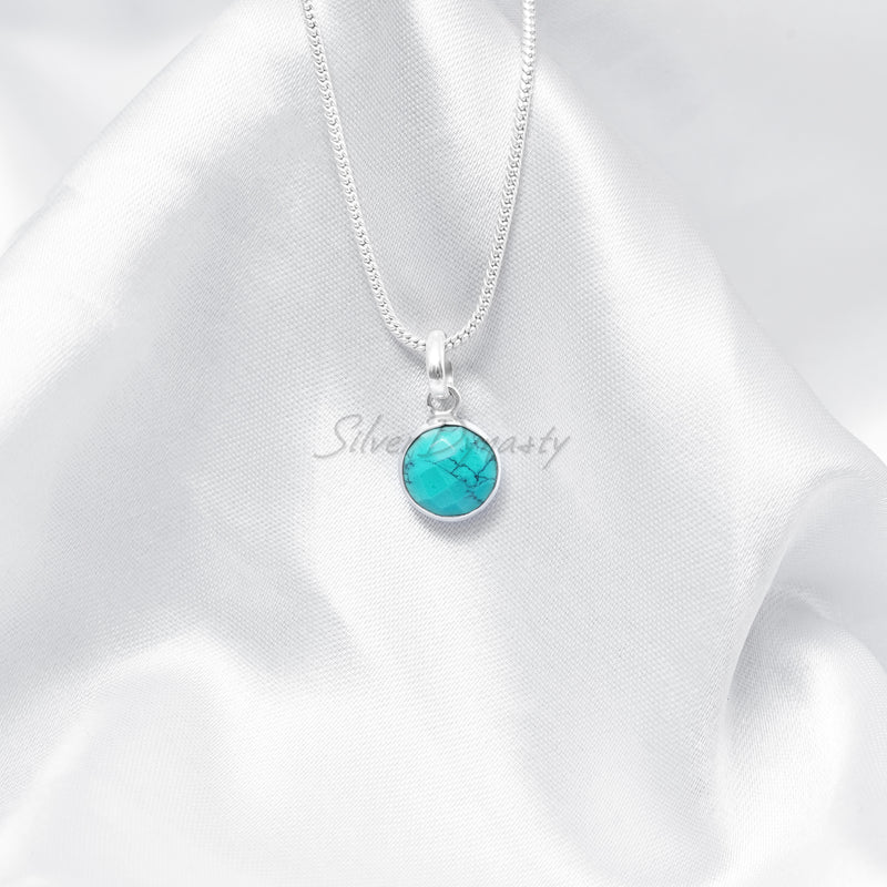 Turquoise Minimalist Pendant and Earring Set, Pearl Set, 925 Sterling Silver Set