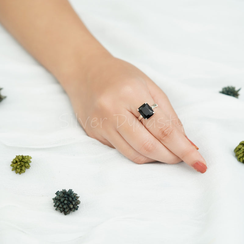 'BIA' Black Onyx 925 Solid Sterling Silver Ring