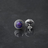 'Statement' Purple Copper Turquoise 925 Solid Sterling Silver Studs