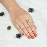 'Flower' Peridot 925 Solid Sterling Silver Ring