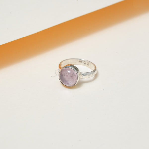 'Minimalist' Rose Quartz Ring 925 Solid Sterling Silver Ring