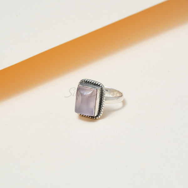 'Boho' Rose Quartz Ring 925 Solid Sterling Silver Ring