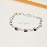 Ruby & Sapphire Bracelet, 925 Sterling Silver Bracelet, Silver Bracelet