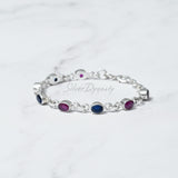 Ruby & Sapphire Bracelet, 925 Sterling Silver Bracelet, Silver Bracelet