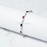 Ruby & Sapphire Bracelet, 925 Sterling Silver Bracelet, Silver Bracelet