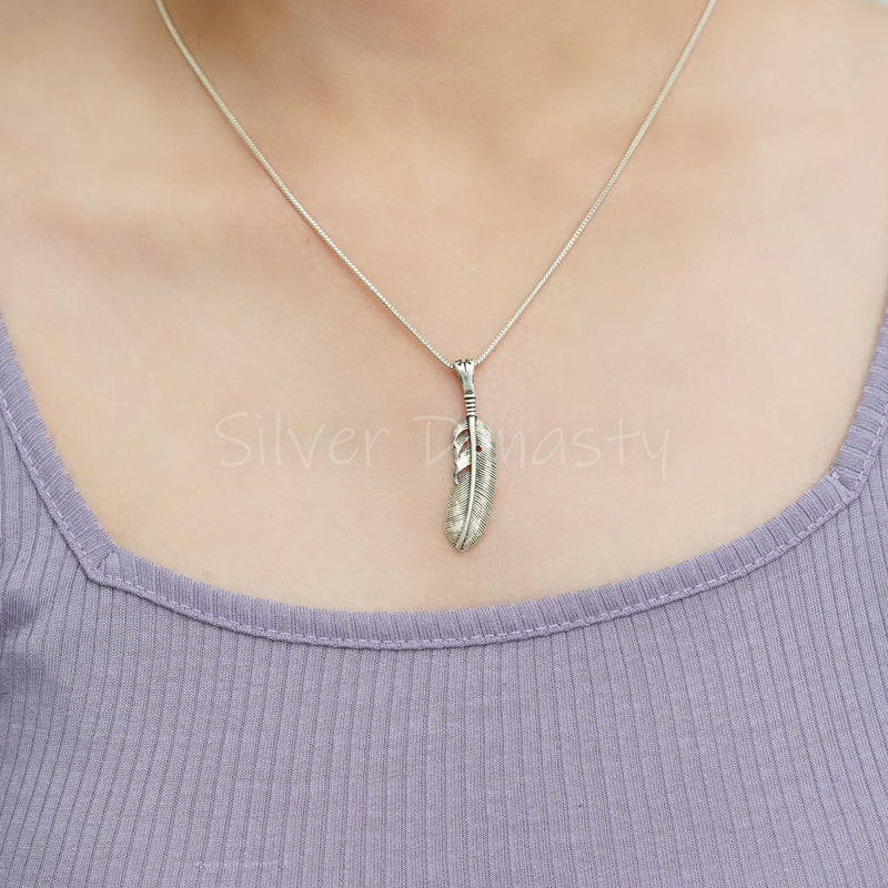 Silver Pendant, Feather Pendant, 925 Solid Sterling Silver Pendant