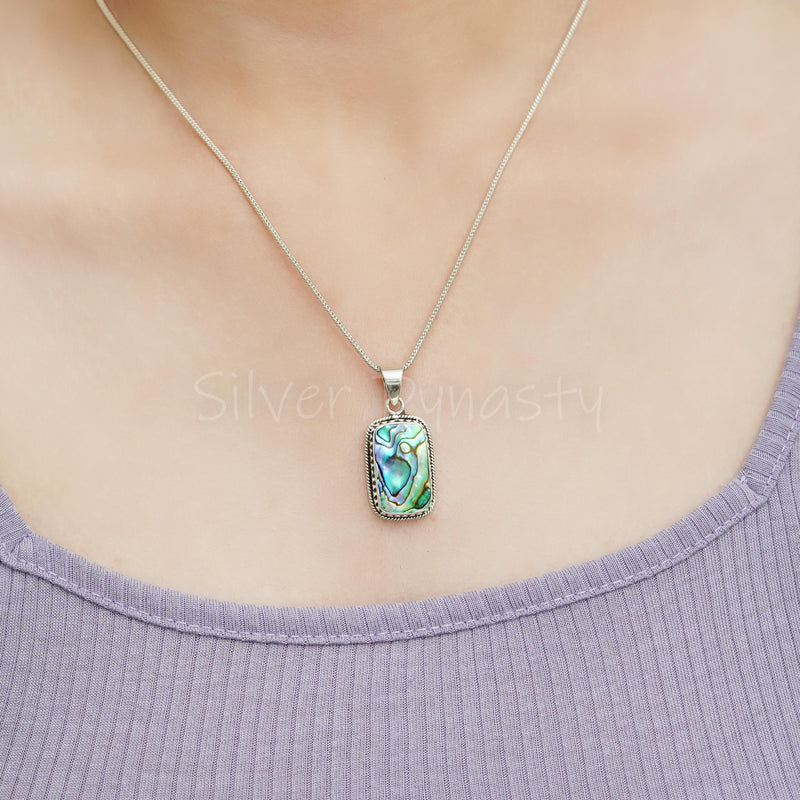 'Boho' Abalone 925 Solid Sterling Silver Pendant