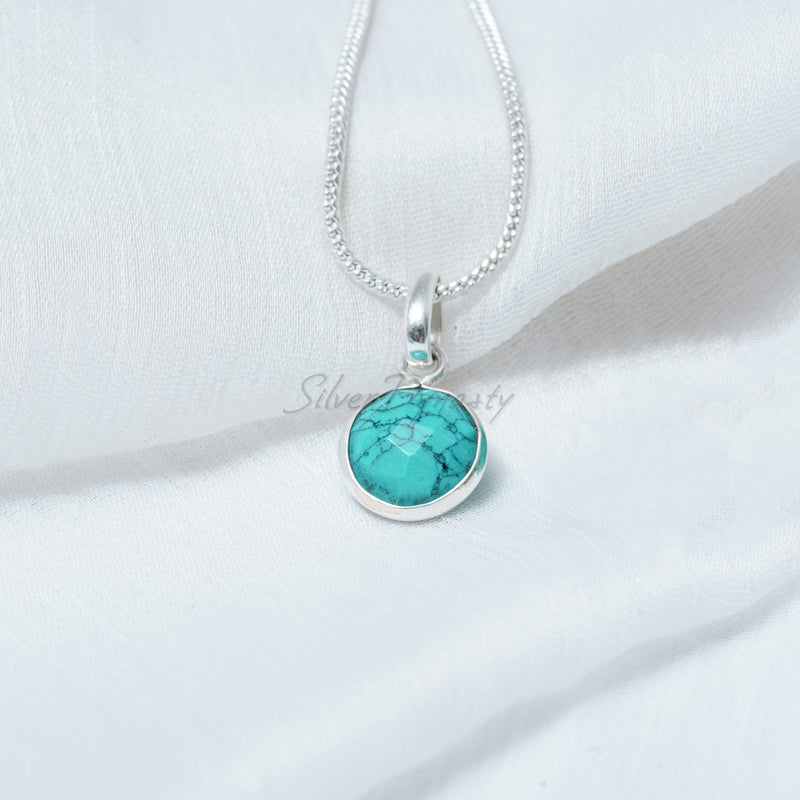 Turquoise Minimalist Pendant and Earring Set, Pearl Set, 925 Sterling Silver Set