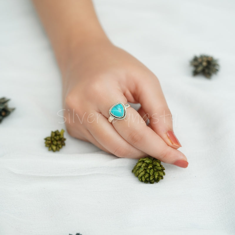 'Fortuna' Turquoise 925 Solid Sterling Silver Ring