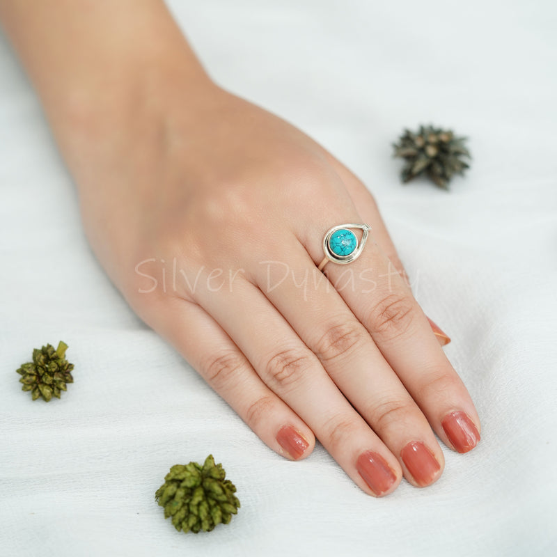 'Fortuna' Turquoise 925 Solid Sterling Silver Ring