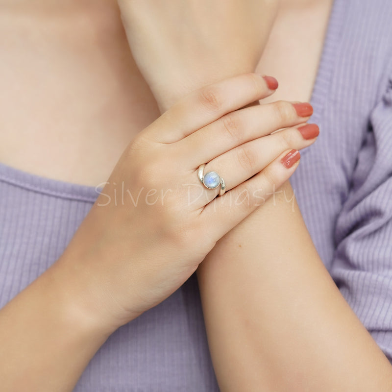 Moonstone 925 Solid Sterling Silver Ring, Moonstone Ring