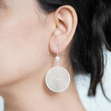 Circular Silver Earrings, 925 Solid Sterling Silver Earrings