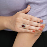 'Fortuna' Garnet 925 Solid Sterling Silver Ring