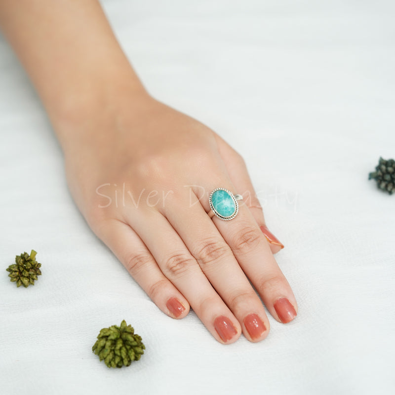 Amazonite Ring, 925 Solid Sterling Silver Ring