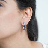 Iolite & Zircon Studs, 925 Solid Sterling Silver Earrings, Silver Studs