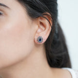 Sapphire Studs, 925 Solid Sterling Silver Earrings, Silver Studs