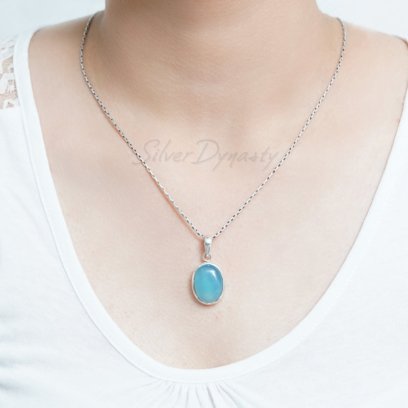 Chalcedony Pendant, 925 Solid Sterling Silver Pendant